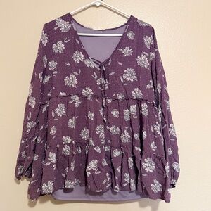 Altar'd State Purple Floral Blouse Size Medium